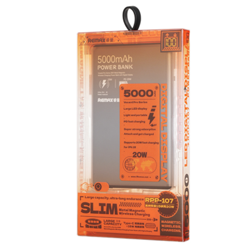 Power Bank 2-en-1 Magnétique + Câble 5000mAh REMAX Vocard Pro Series RPP-107 - Charge 20W - Ultra Fi… — REMAX · Smarty Paris 18e